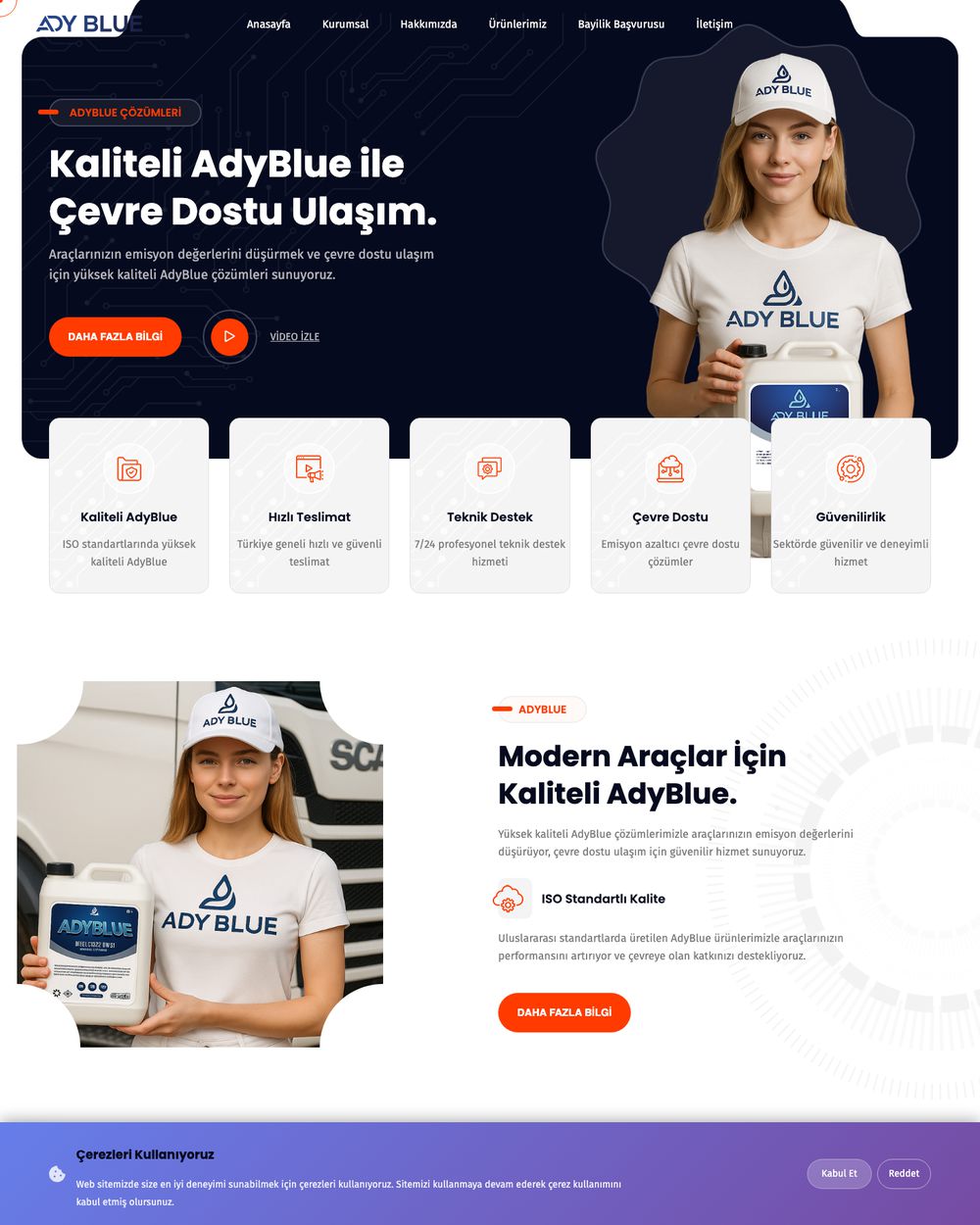 AdyBlue — Endüstriyel · web sitesi